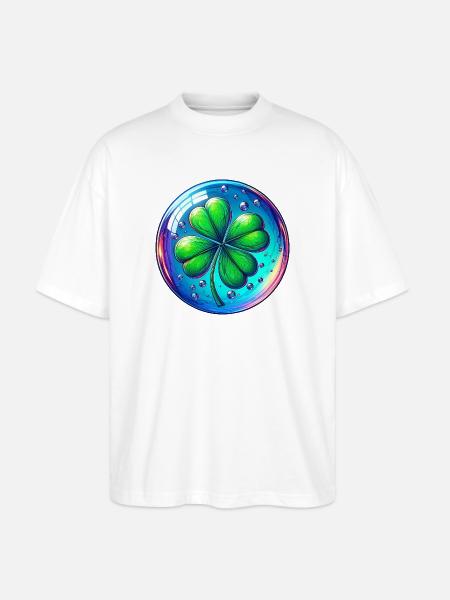 Four-leaf clover - Stanley/Stella Oversized Unisex Organic T-shirt Blaster 2.0 - white