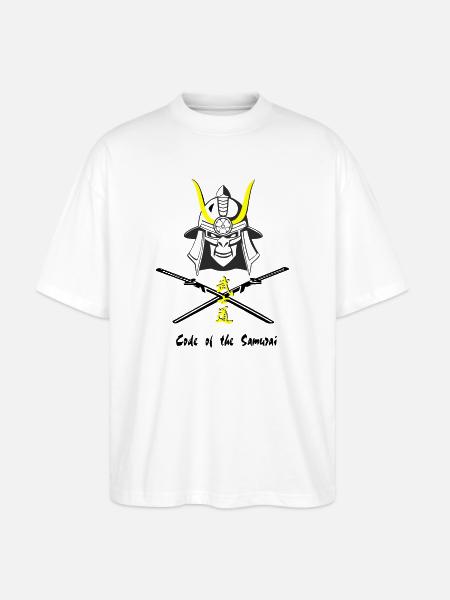 Samuraihelm Kabuto 4 - Stanley/Stella Oversized Unisex Bio T-Shirt Blaster 2.0 - Weiß