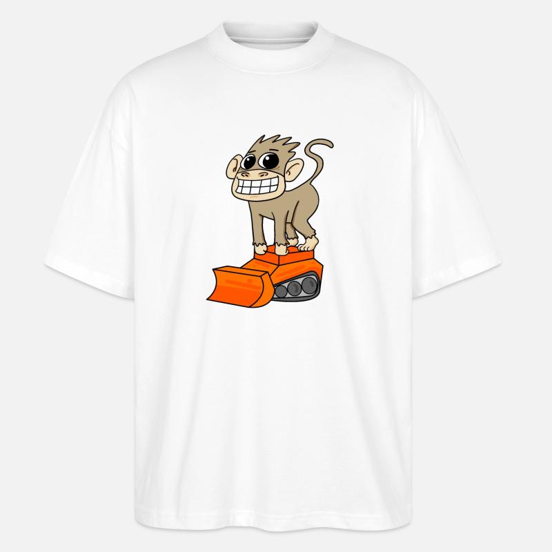 Affe Bagger Baggerfahrer Motiv - Stanley/Stella Oversized Unisex Bio T-Shirt Blaster 2.0 - Weiß