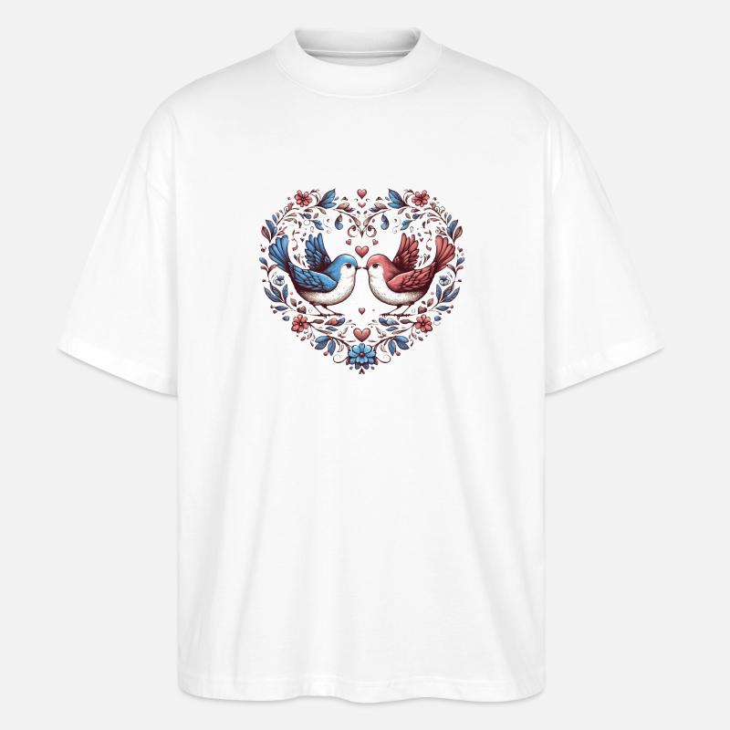 Herz der Tauben im Blumenkranz - Stanley/Stella Oversized Unisex Bio T-Shirt Blaster 2.0 - Weiß
