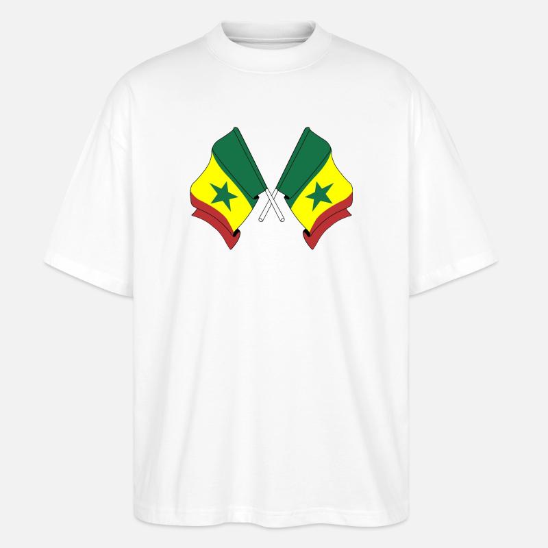Deux drapeaux croisés du Sénégal - T-shirt bio Blaster 2.0 coupe oversize Stanley/Stella Unisexe - blanc
