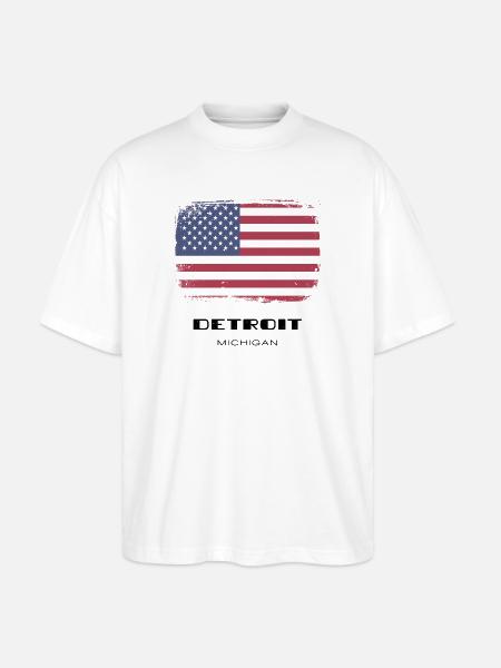 Detroit, Michigan, USA - Stanley/Stella Oversized Unisex Bio T-Shirt Blaster 2.0 - Weiß