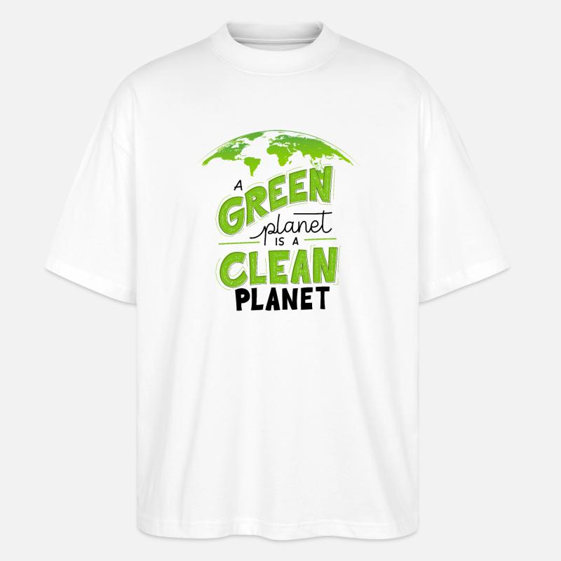Conception écologique Green Clean Earth - T-shirt bio Blaster 2.0 coupe oversize Stanley/Stella Unisexe - blanc