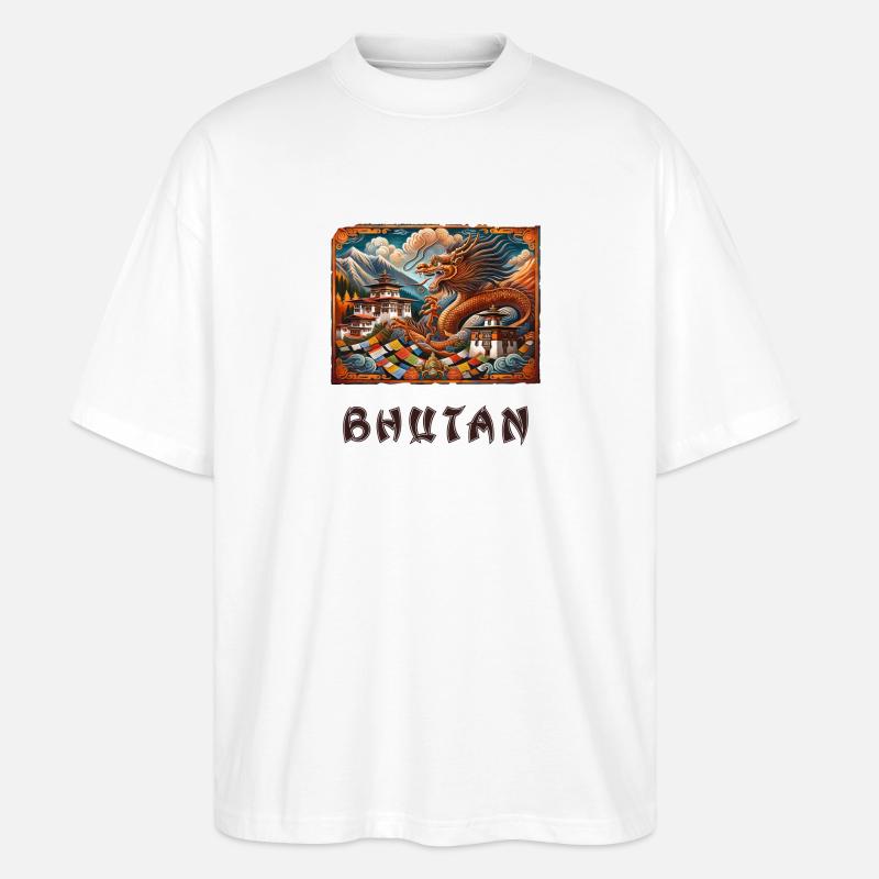 Bhutan Drache Buddha Thimphu - Stanley/Stella Oversized Unisex Bio T-Shirt Blaster 2.0 - Weiß