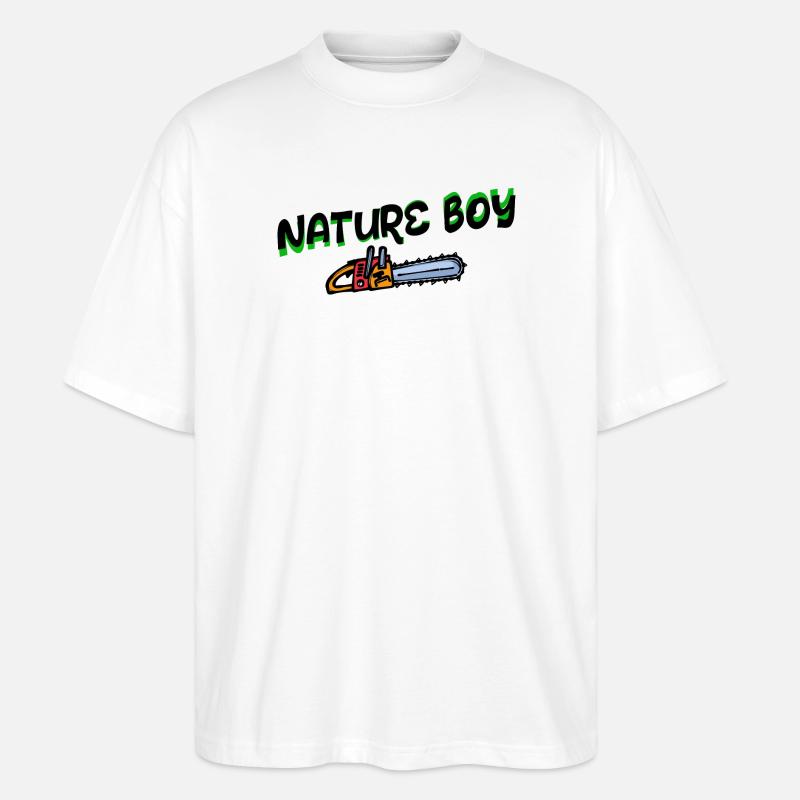 Scie déclaration bûcheron menuiserie forestier - T-shirt bio Blaster 2.0 coupe oversize Stanley/Stella Unisexe - blanc