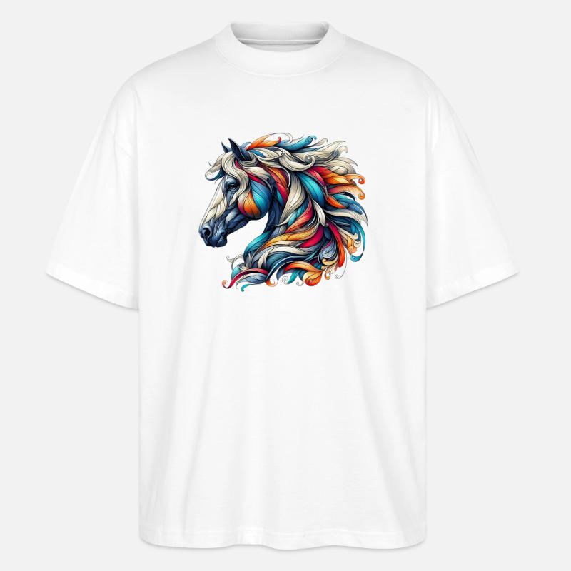Pferd - Stanley/Stella Oversized Unisex Bio T-Shirt Blaster 2.0 - Weiß
