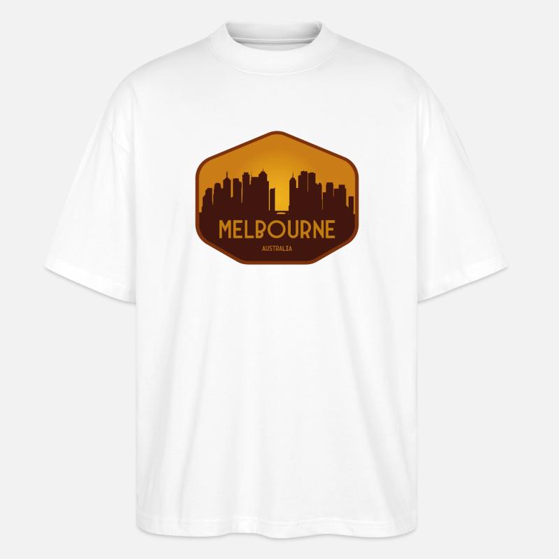 Melbourne Skyline Abzeichen - Stanley/Stella Oversized Unisex Bio T-Shirt Blaster 2.0 - Weiß