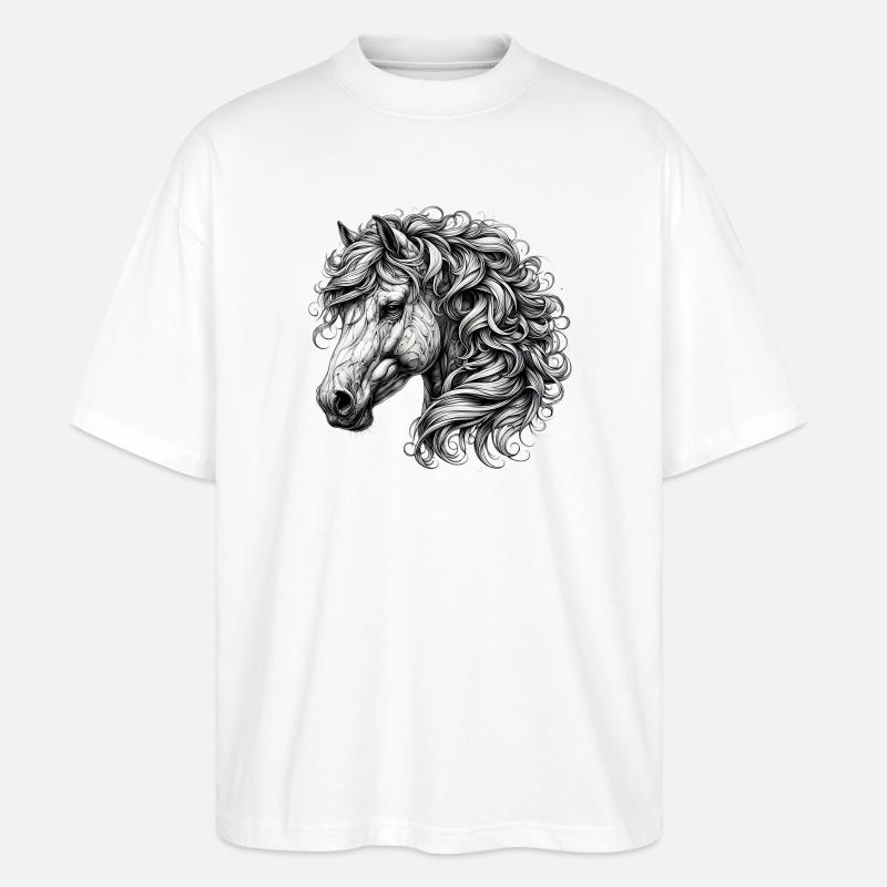 Pferd - Stanley/Stella Oversized Unisex Bio T-Shirt Blaster 2.0 - Weiß