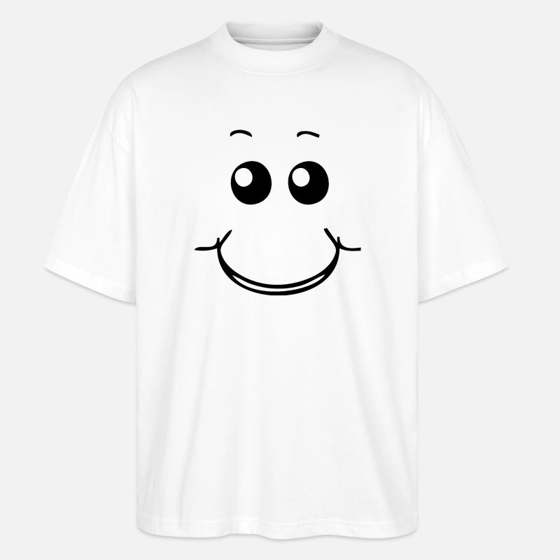 Lächelndes Gesicht - Stanley/Stella Oversized Unisex Bio T-Shirt Blaster 2.0 - Weiß