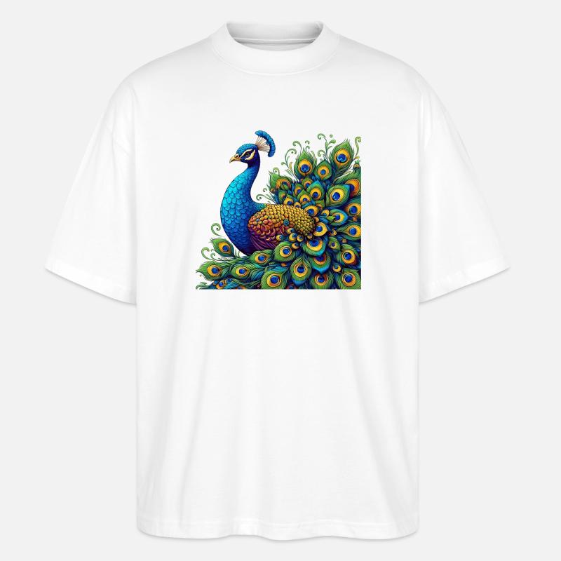 Pfau - Stanley/Stella Oversized Unisex Bio T-Shirt Blaster 2.0 - Weiß