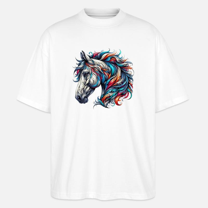 Pferd - Stanley/Stella Oversized Unisex Bio T-Shirt Blaster 2.0 - Weiß