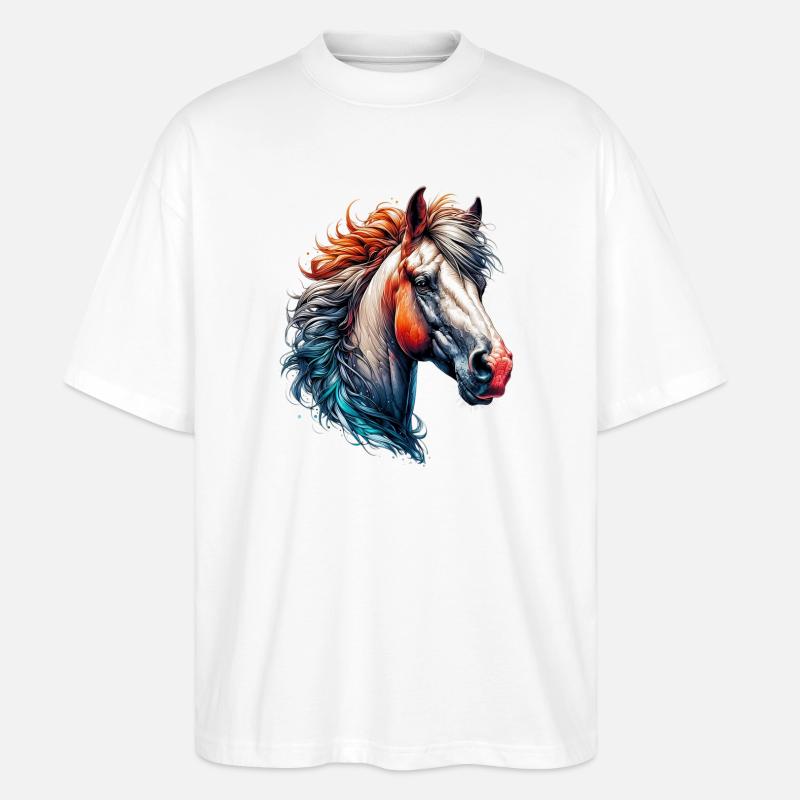 Pferd - Stanley/Stella Oversized Unisex Bio T-Shirt Blaster 2.0 - Weiß