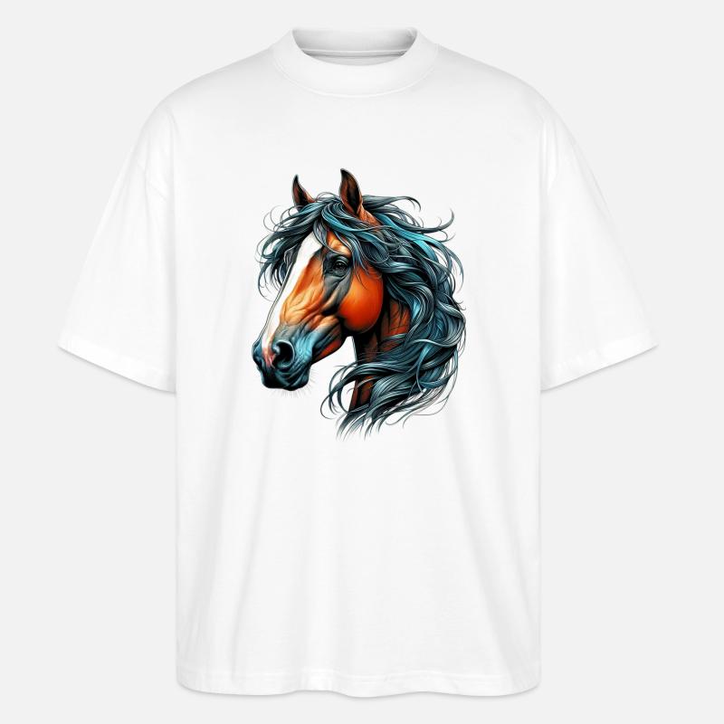 Pferd - Stanley/Stella Oversized Unisex Bio T-Shirt Blaster 2.0 - Weiß