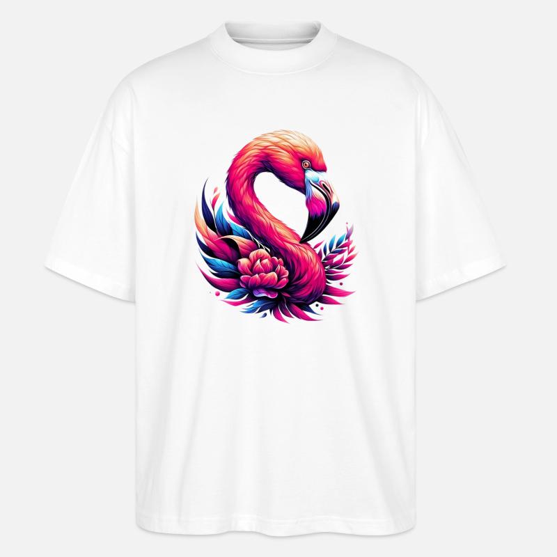 Flamingo - Stanley/Stella Oversized Unisex Bio T-Shirt Blaster 2.0 - Weiß