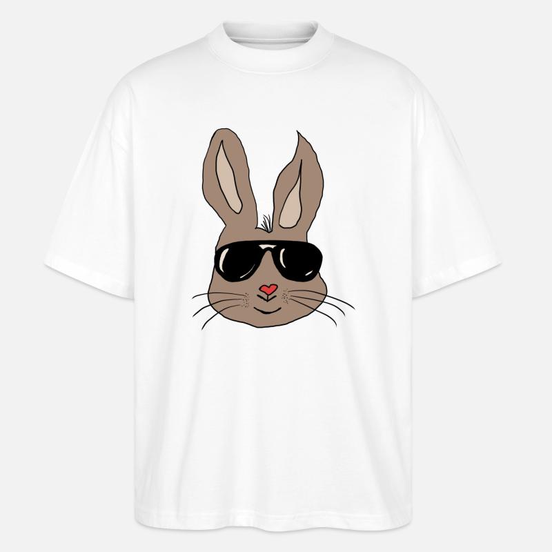 Hase mit Sonnenbrille Herznase - Stanley/Stella Oversized Unisex Bio T-Shirt Blaster 2.0 - Weiß