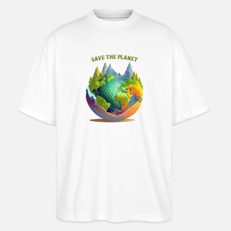 Rette den Planeten - Stanley/Stella Oversized Unisex Bio T-Shirt Blaster 2.0 - Weiß