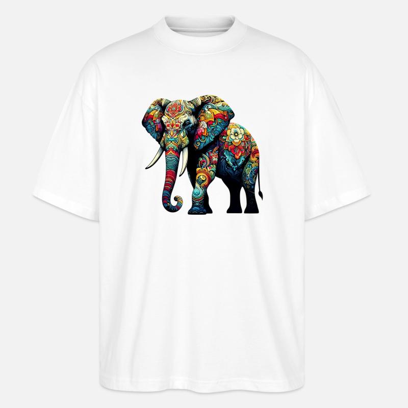 Éléphant - T-shirt bio Blaster 2.0 coupe oversize Stanley/Stella Unisexe - blanc