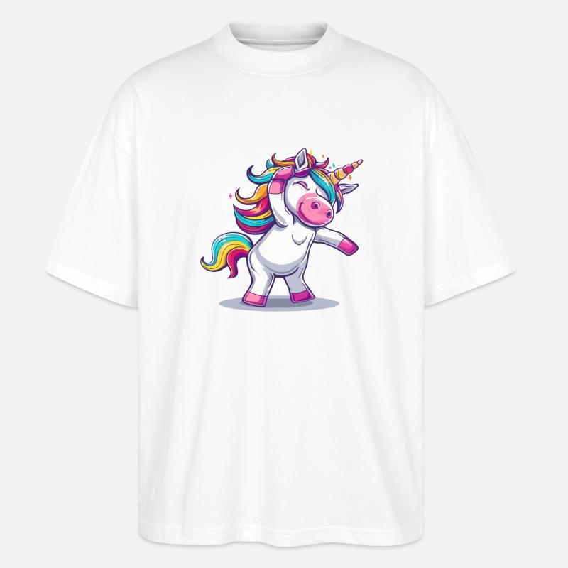 Tanzendes Einhorn - Stanley/Stella Oversized Unisex Bio T-Shirt Blaster 2.0 - Weiß