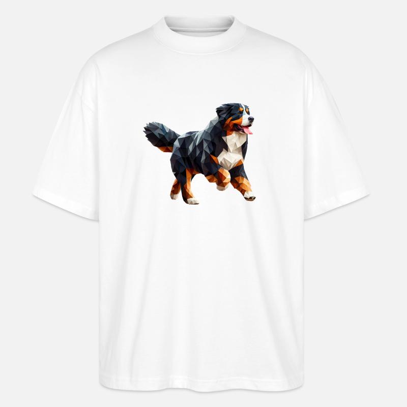 Berner Sennenhund Origami 3D Geometrisch - Stanley/Stella Oversized Unisex Bio T-Shirt Blaster 2.0 - Weiß