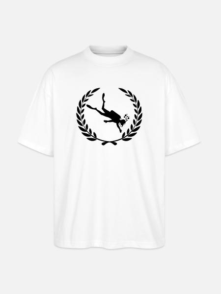 Diver underwater in laurel wreath - Stanley/Stella Oversized Unisex Organic T-shirt Blaster 2.0 - white