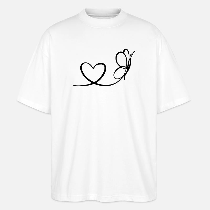 Schmetterling mit Herz - Stanley/Stella Oversized Unisex Bio T-Shirt Blaster 2.0 - Weiß