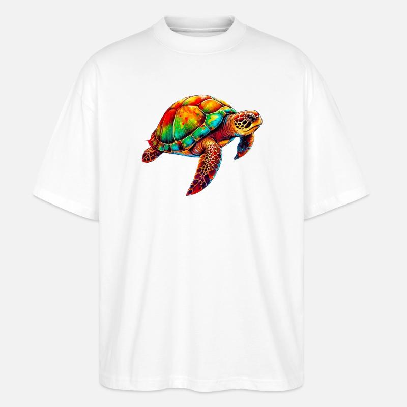 Turtle - Stanley/Stella Oversized Unisex Organic T-shirt Blaster 2.0 - white