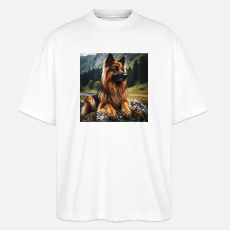 Deutscher Schäferhund Kunst - Stanley/Stella Oversized Unisex Bio T-Shirt Blaster 2.0 - Weiß