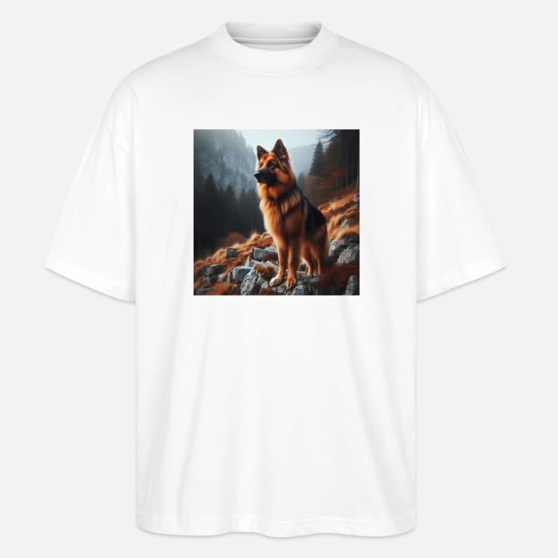 Deutscher Schäferhund Kunst - Stanley/Stella Oversized Unisex Bio T-Shirt Blaster 2.0 - Weiß