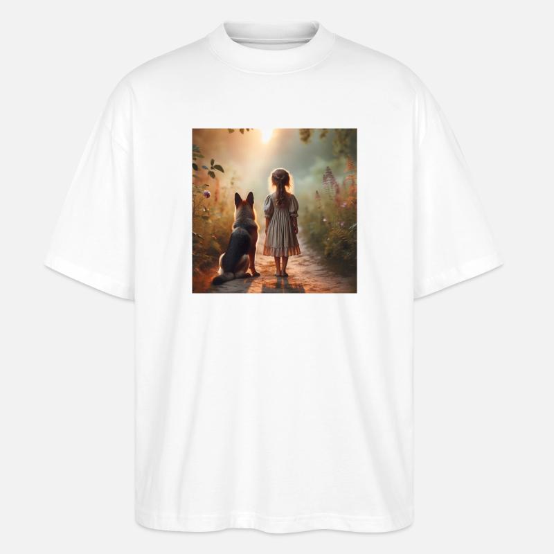Deutscher Schäferhund Kunst - Stanley/Stella Oversized Unisex Bio T-Shirt Blaster 2.0 - Weiß