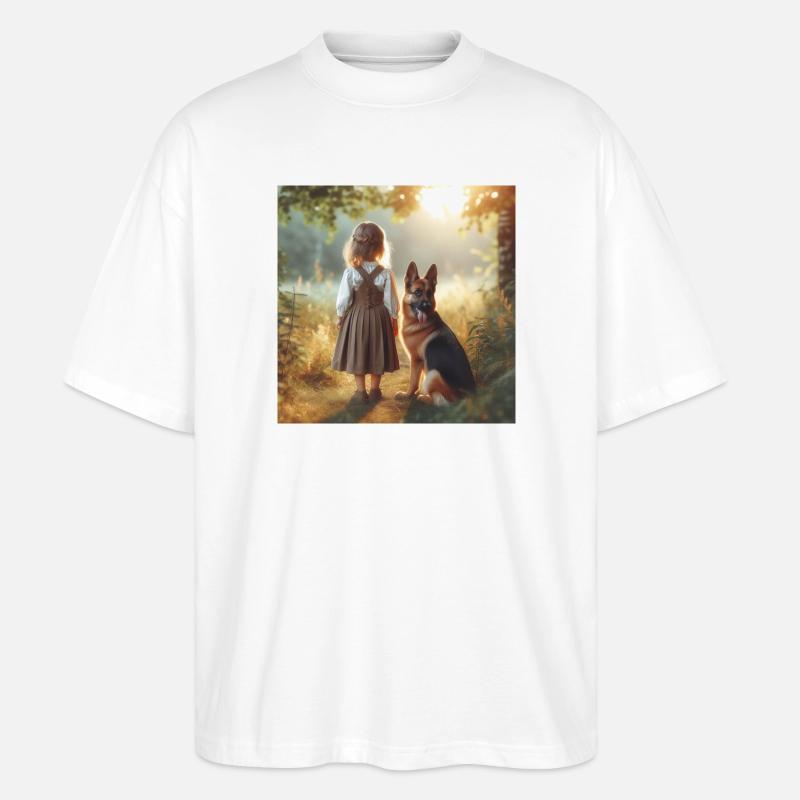 Deutscher Schäferhund Kunst - Stanley/Stella Oversized Unisex Bio T-Shirt Blaster 2.0 - Weiß
