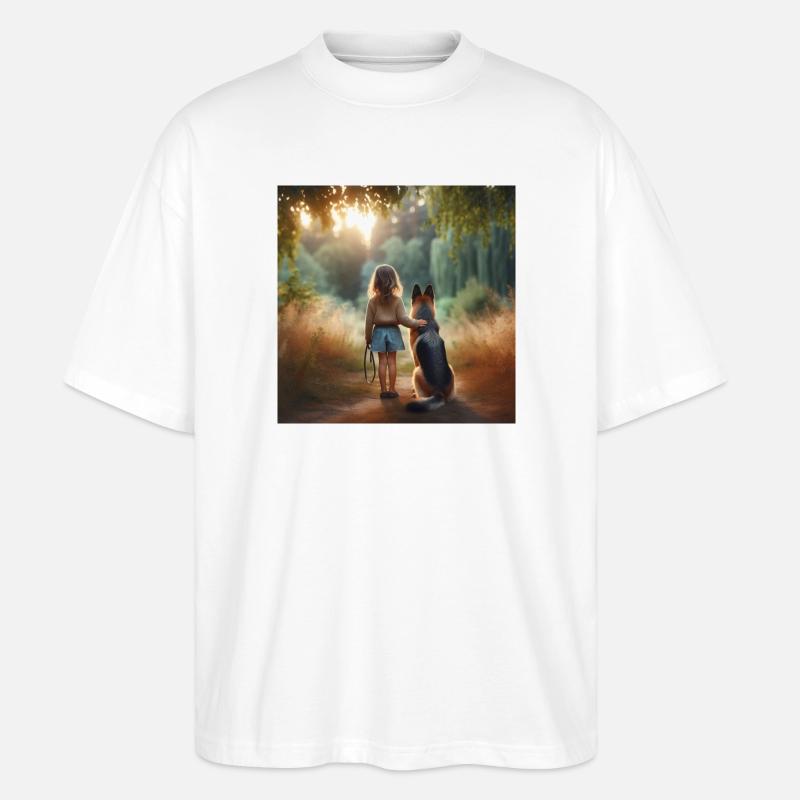Deutscher Schäferhund Kunst - Stanley/Stella Oversized Unisex Bio T-Shirt Blaster 2.0 - Weiß