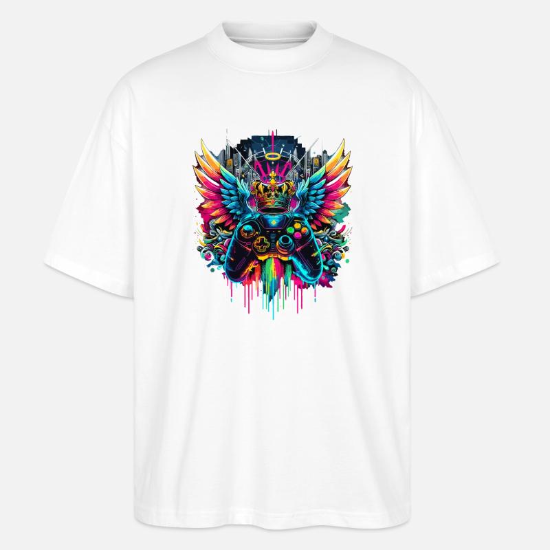 Gaming König Controller Flügel Graffiti - Stanley/Stella Oversized Unisex Bio T-Shirt Blaster 2.0 - Weiß