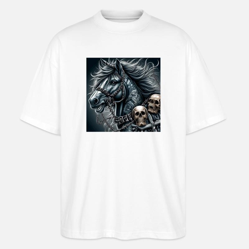 Schweres Pferd - Stanley/Stella Oversized Unisex Bio T-Shirt Blaster 2.0 - Weiß