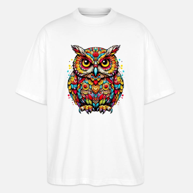 Eule - Stanley/Stella Oversized Unisex Bio T-Shirt Blaster 2.0 - Weiß