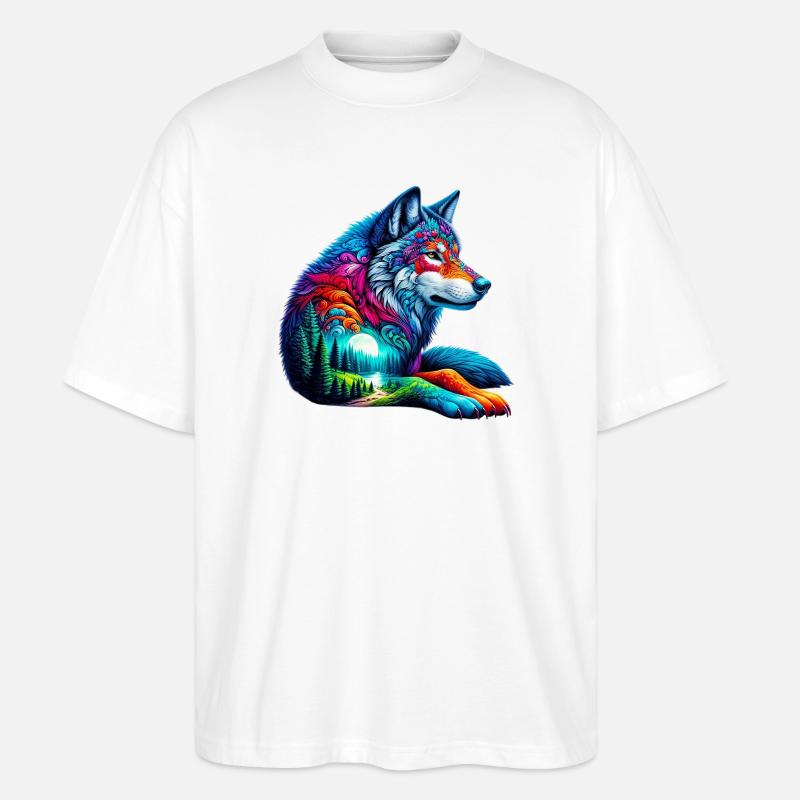 Wolf - Stanley/Stella Oversized Unisex Organic T-shirt Blaster 2.0 - white