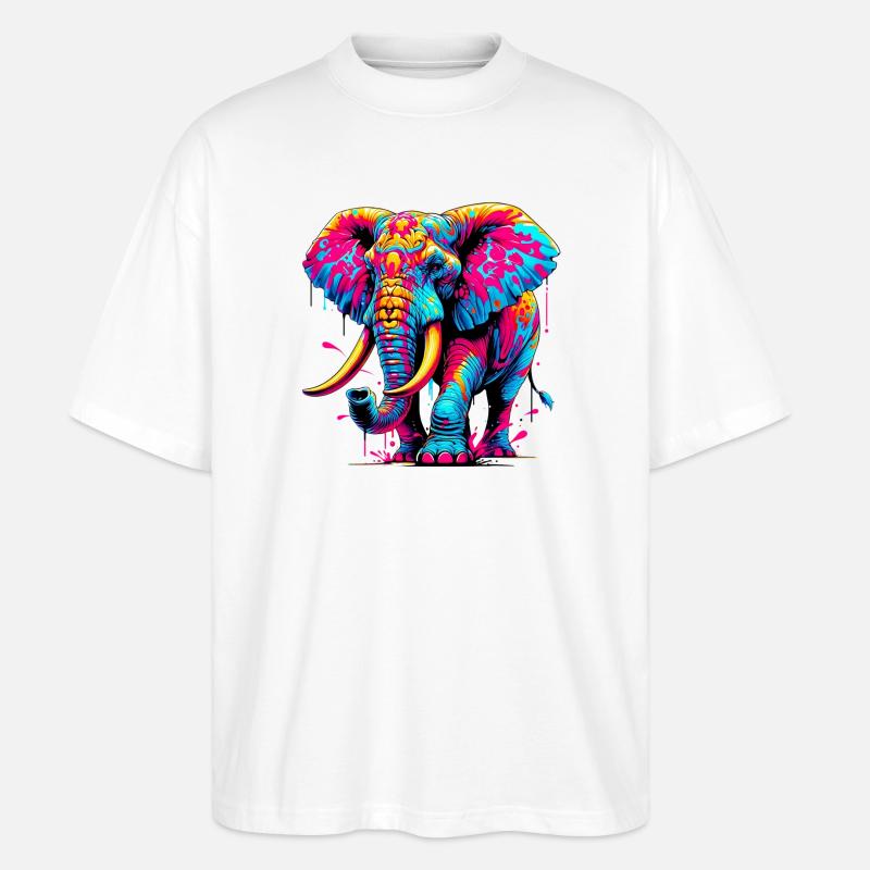 Éléphant - T-shirt bio Blaster 2.0 coupe oversize Stanley/Stella Unisexe - blanc