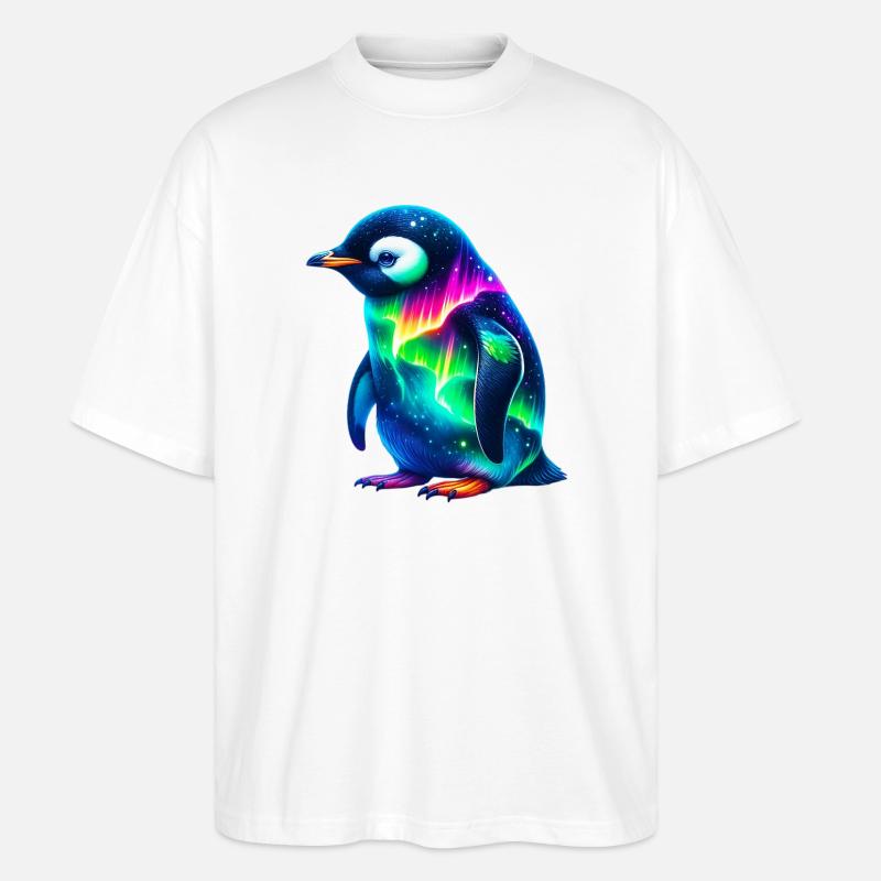 Aurora Borealis Pinguin - Stanley/Stella Oversized Unisex Bio T-Shirt Blaster 2.0 - Weiß