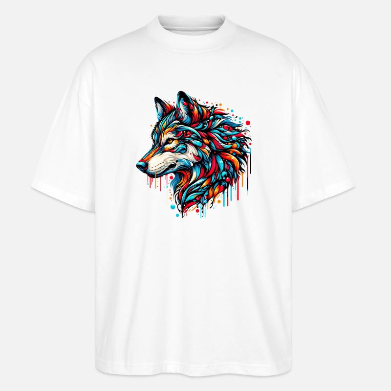 Wolf - Stanley/Stella Oversized Unisex Organic T-shirt Blaster 2.0 - white