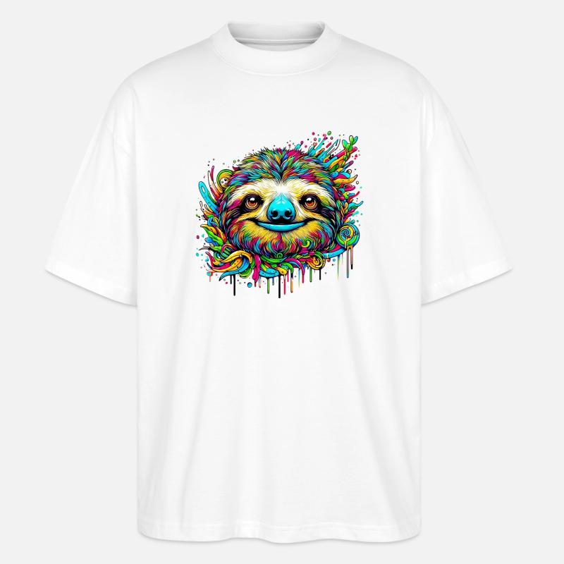 Faultier - Stanley/Stella Oversized Unisex Bio T-Shirt Blaster 2.0 - Weiß