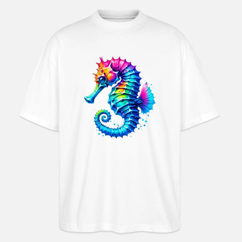 Seepferdchen - Stanley/Stella Oversized Unisex Bio T-Shirt Blaster 2.0 - Weiß