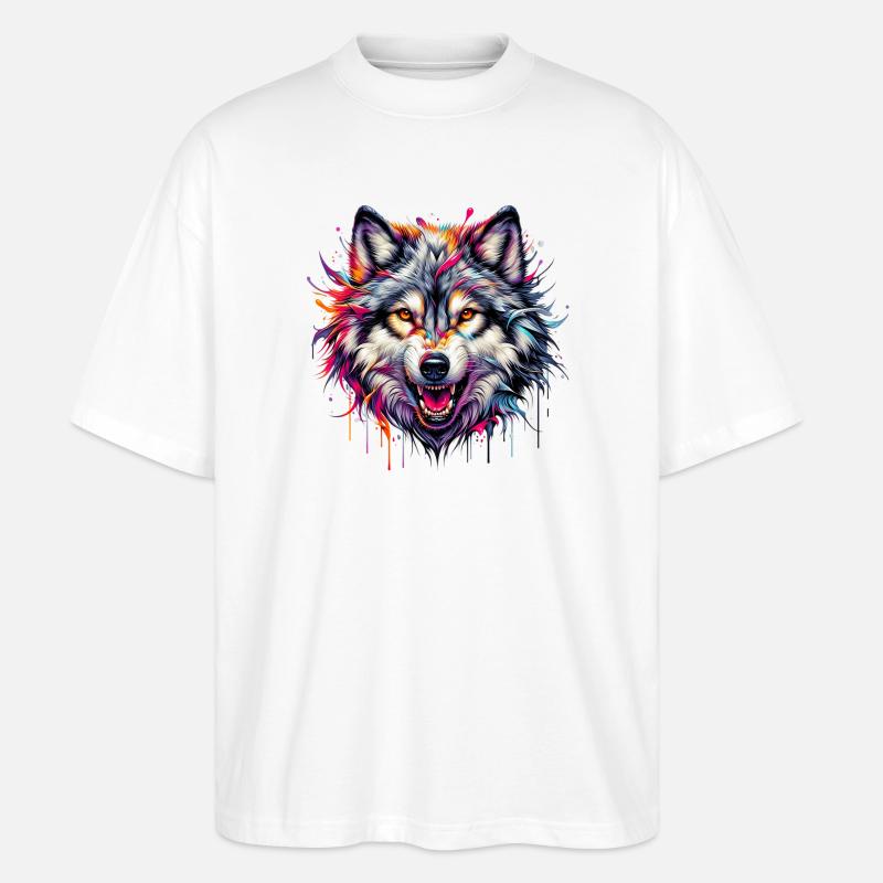 Wolf - Stanley/Stella Oversized Unisex Bio T-Shirt Blaster 2.0 - Weiß