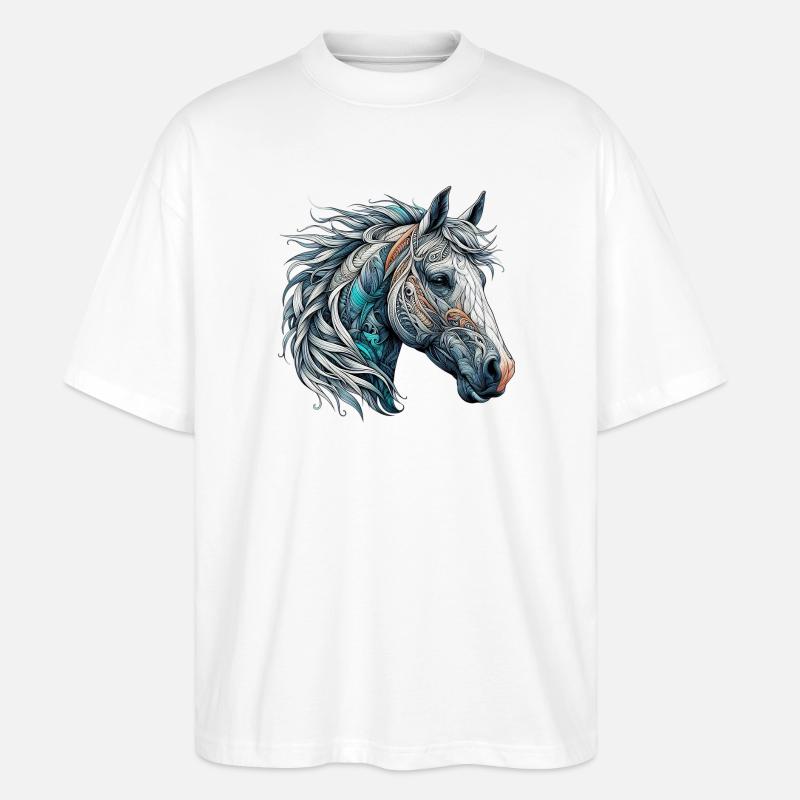 Pferd - Stanley/Stella Oversized Unisex Bio T-Shirt Blaster 2.0 - Weiß
