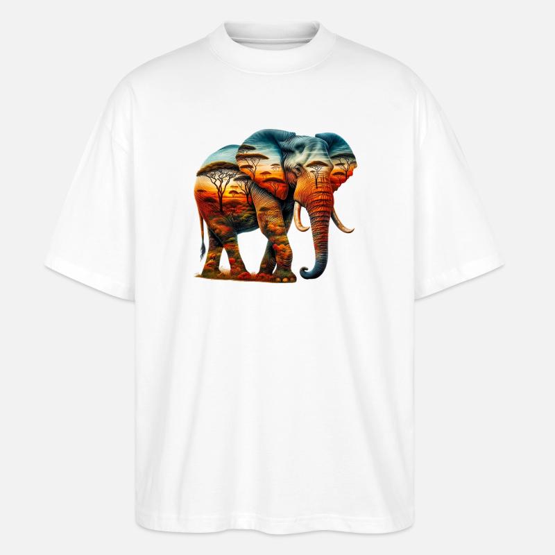 Éléphant - T-shirt bio Blaster 2.0 coupe oversize Stanley/Stella Unisexe - blanc