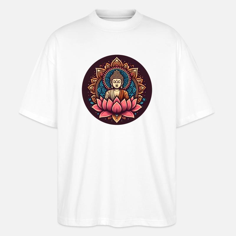 Buddha des Friedens - Stanley/Stella Oversized Unisex Bio T-Shirt Blaster 2.0 - Weiß