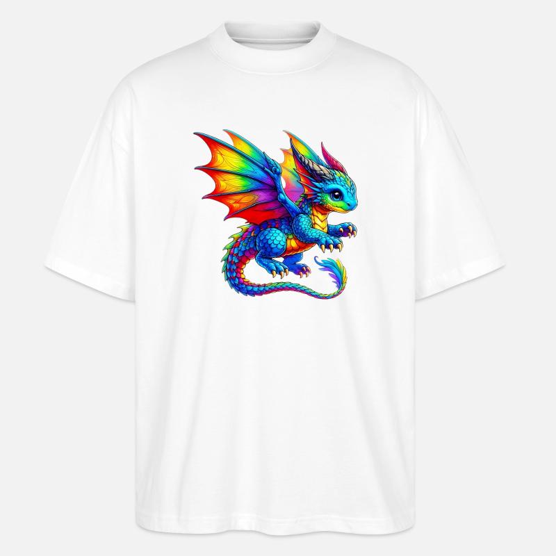 Drache - Stanley/Stella Oversized Unisex Bio T-Shirt Blaster 2.0 - Weiß