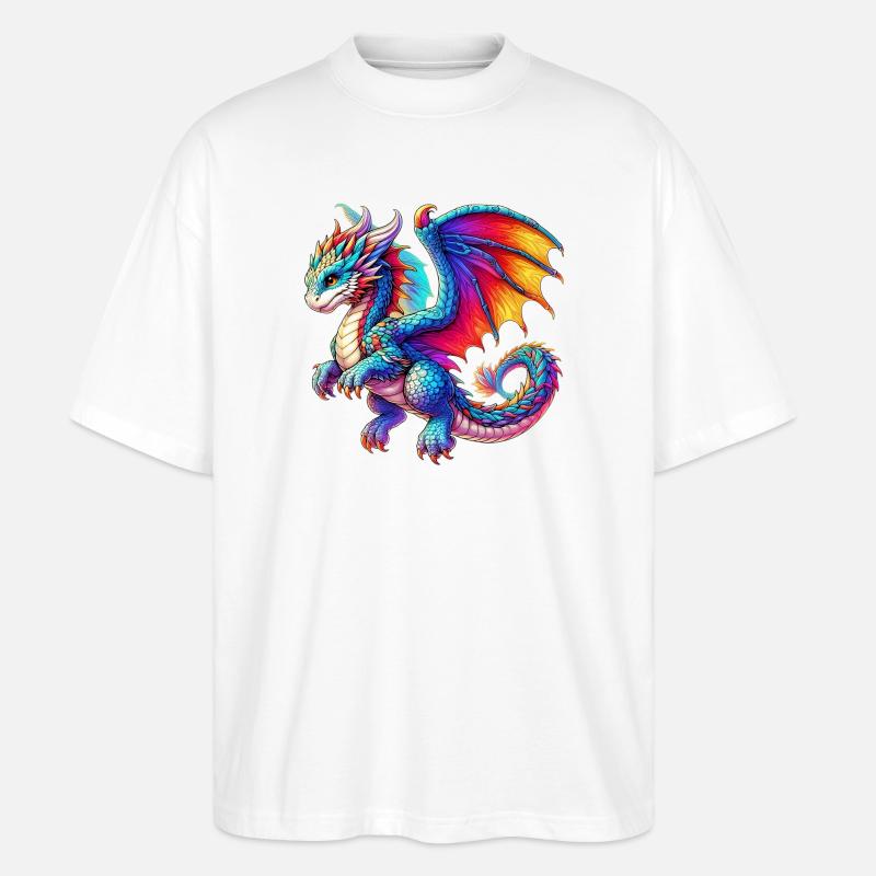 Drache - Stanley/Stella Oversized Unisex Bio T-Shirt Blaster 2.0 - Weiß