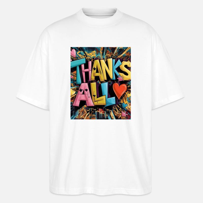 Graffiti-Stil Dankeschön-Herz-Design - Stanley/Stella Oversized Unisex Bio T-Shirt Blaster 2.0 - Weiß