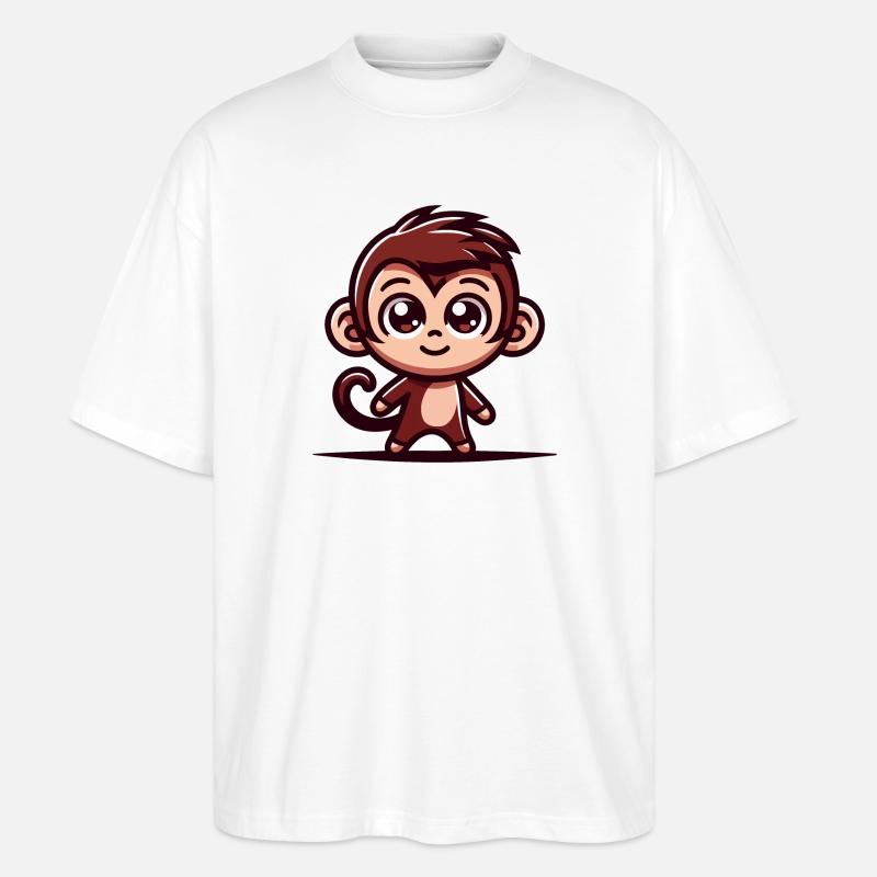 Ein niedlicher Affe im Cartoon-Stil - Stanley/Stella Oversized Unisex Bio T-Shirt Blaster 2.0 - Weiß