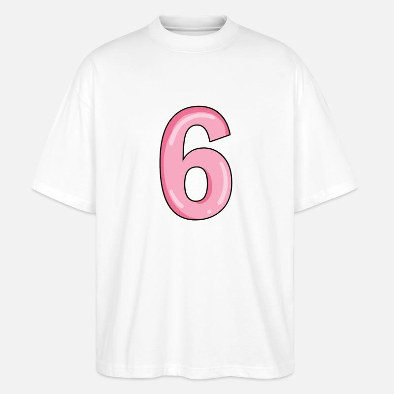 Zahl 6 Nummer - Stanley/Stella Oversized Unisex Bio T-Shirt Blaster 2.0 - Weiß