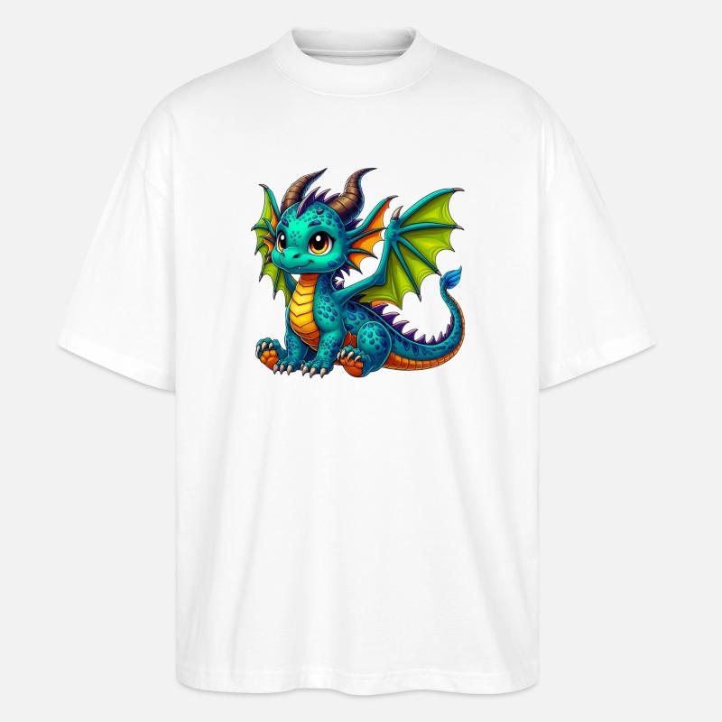 Drache - Stanley/Stella Oversized Unisex Bio T-Shirt Blaster 2.0 - Weiß